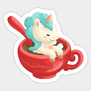 Unicorn in a Hot Chocolate Drink Sticker